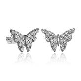 Boucles d'oreilles papillon blanc argenté